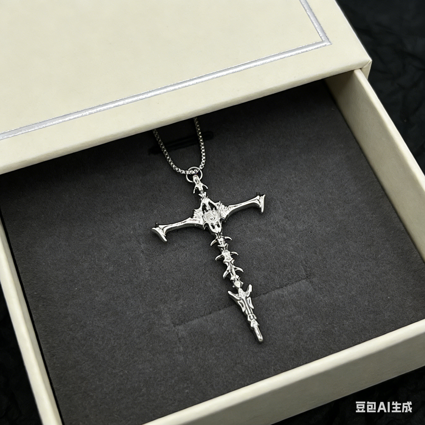 Skull Cross Pendant Necklace - Edgy Minimalist Design