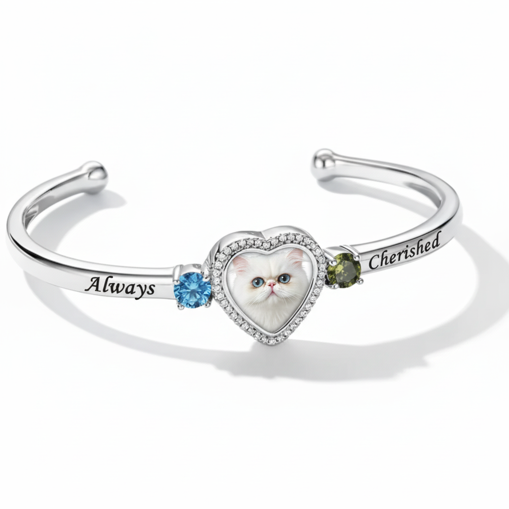 Delicate Heart Locket Bangle — Adjustable Fit, Timeless Sparkle B3001