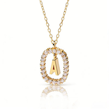 Initial Pendant Necklace Gold Sterling Silver Zirconia for Women