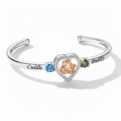 Delicate Heart Locket Bangle — Adjustable Fit, Timeless Sparkle B3000