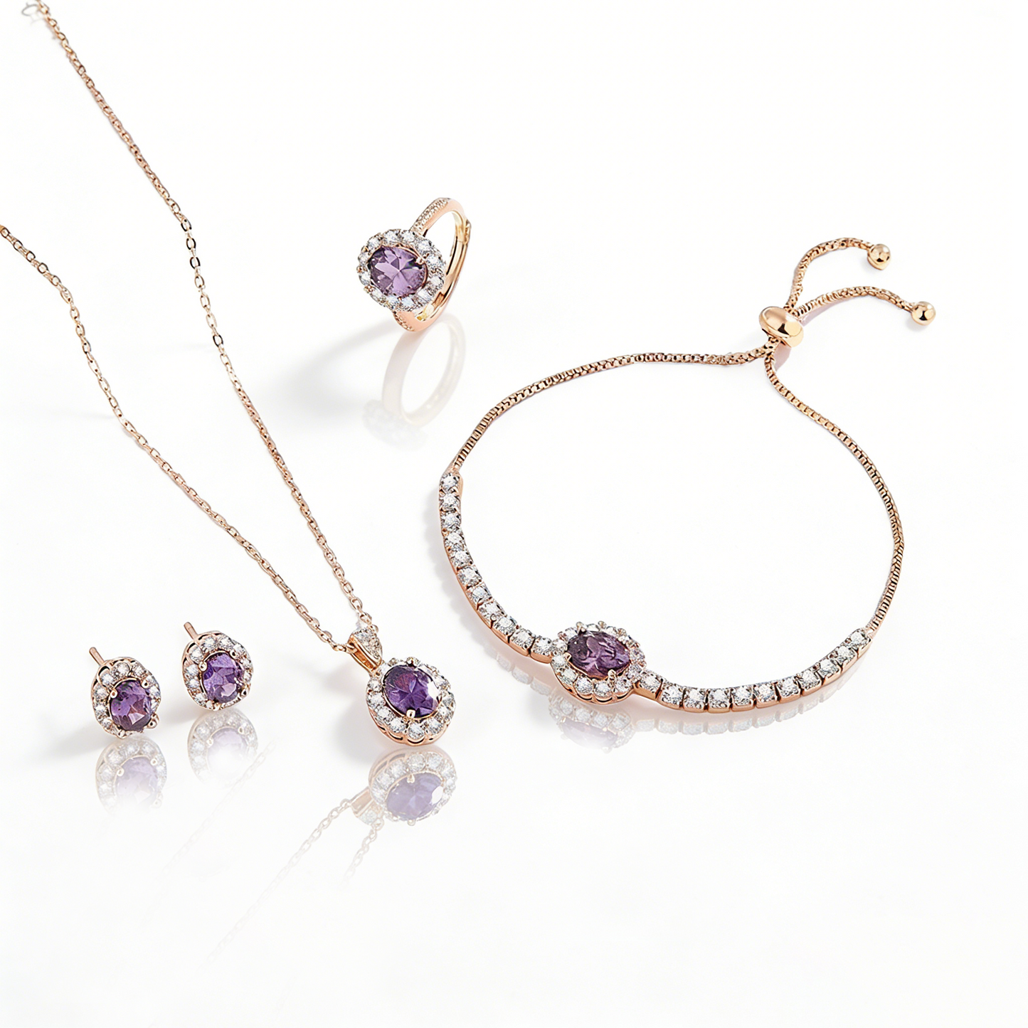 Ricady Jewel Minimalist Oval Jewelry Set for Women, Elegant 3-Piece Everyday Luxury Set