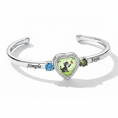 Delicate Heart Locket Bangle — Adjustable Fit, Timeless Sparkle B3000
