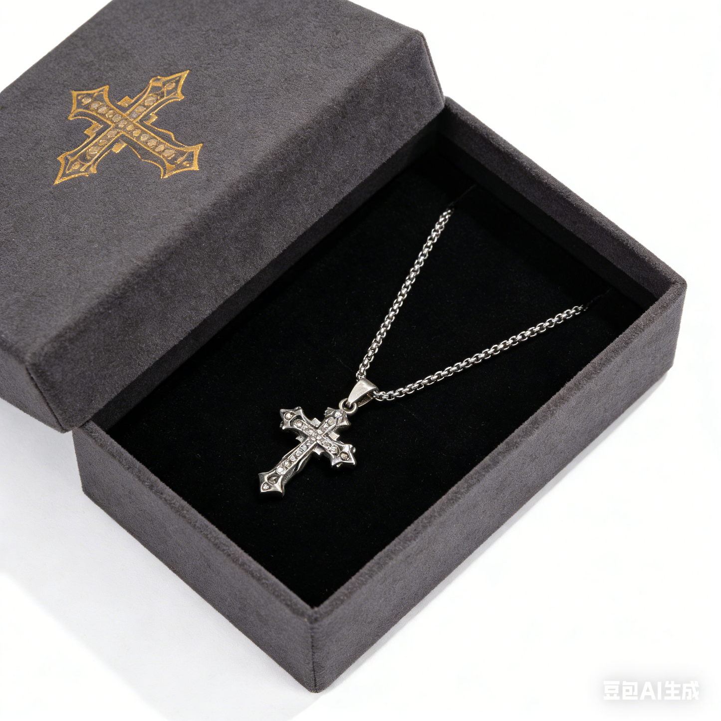 Triple Layered Cross Necklace in Titanium Steel - Minimalist Design