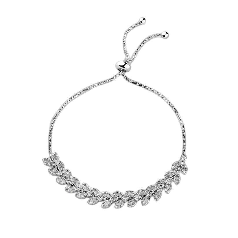 Wheat Leaf Stretch Bracelet in Sterling Silver for Women — Everyday Harvest
