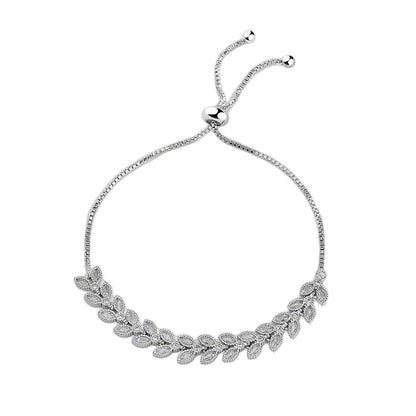 Wheat Leaf Stretch Bracelet in Sterling Silver for Women — Everyday Harvest