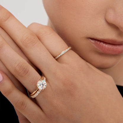 Ricady Jewel 925 Sterling Silver Gold-Plated Half-Eternity Ring, Cubic Zirconia Pavé Band for Women, Size 4-10
