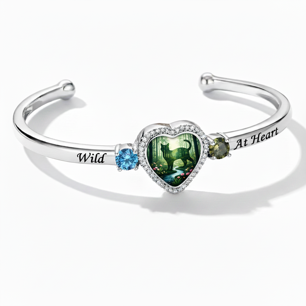 Delicate Heart Locket Bangle — Adjustable Fit, Timeless Sparkle B3000
