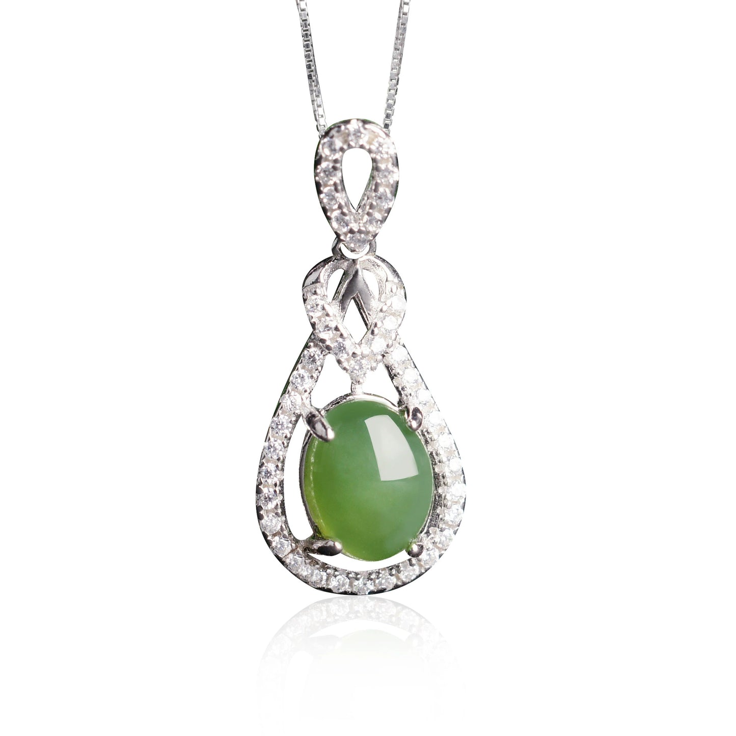 Hetian Jade Pendant - 925 Sterling Silver Hollow Inlay Jewelry