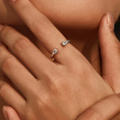 925 Sterling Silver Gold-Plated Ring with Lab Created Diamond - Women's Style