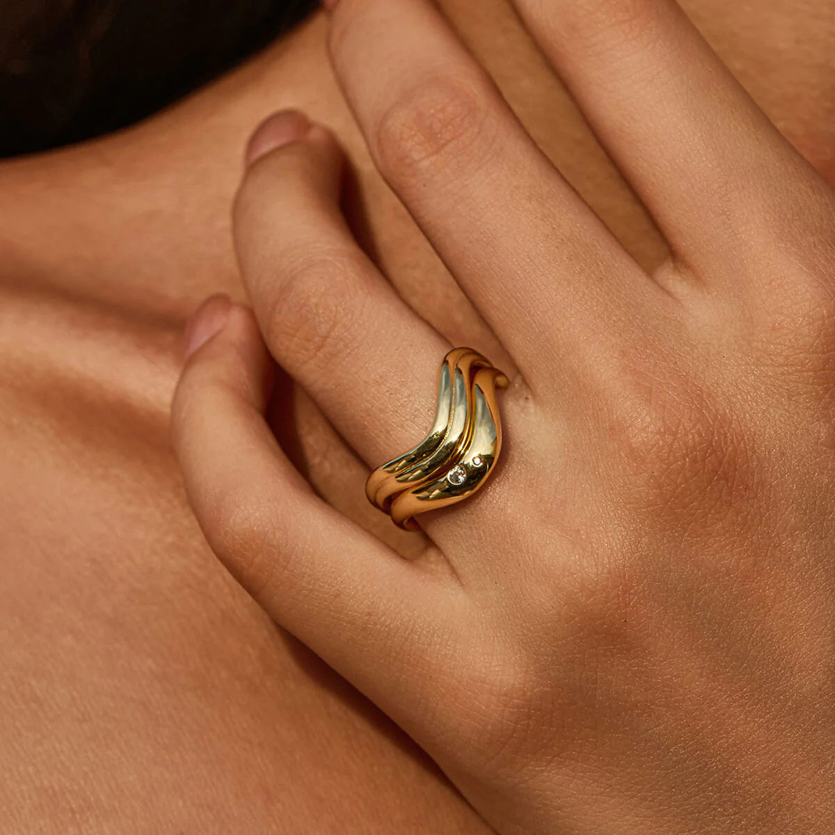 Ricady Jewel Twisted Sterling Silver Minimalist Band Ring