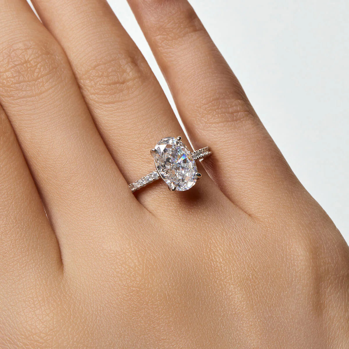 Cherie Oval Crushed Ice Ring in 925 Sterling Silver for Women