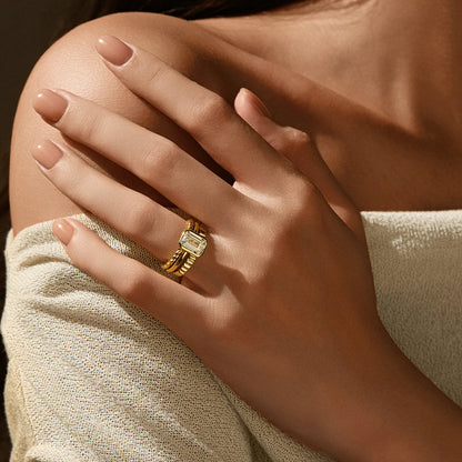 Ricady Jewel Twisted Rope Design 925 Sterling Silver Minimalist Band Ring