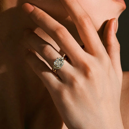 Ricady Jewel Cushion-Cut Center Stone Statement Ring, 925 Sterling Silver Cubic Zirconia Accent Band for Women, Size 4-10