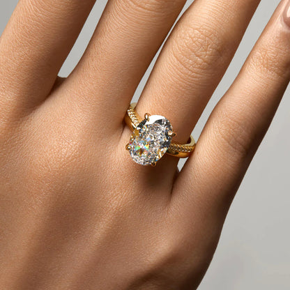 Lab Created Diamond Ring, 925 Sterling Silver Gold Plated - Classic Design for Women