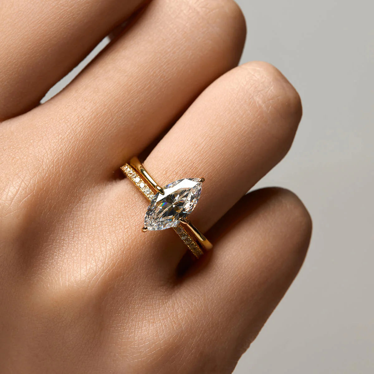 Ricady Jewel Lab Created Diamond Ring, 925 Sterling Silver Gold-Plated - Classic Stackable Design for Women