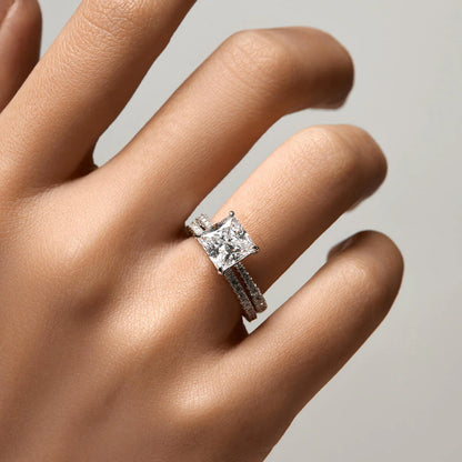 Ricady Jewel Lab Created Diamond Ring, 925 Sterling Silver Gold-Plated - Classic Stackable Design for Women