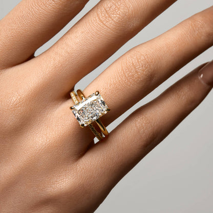 Ricady Jewel Lab Created Diamond Ring, 925 Sterling Silver Gold-Plated - Classic Stackable Design for Women