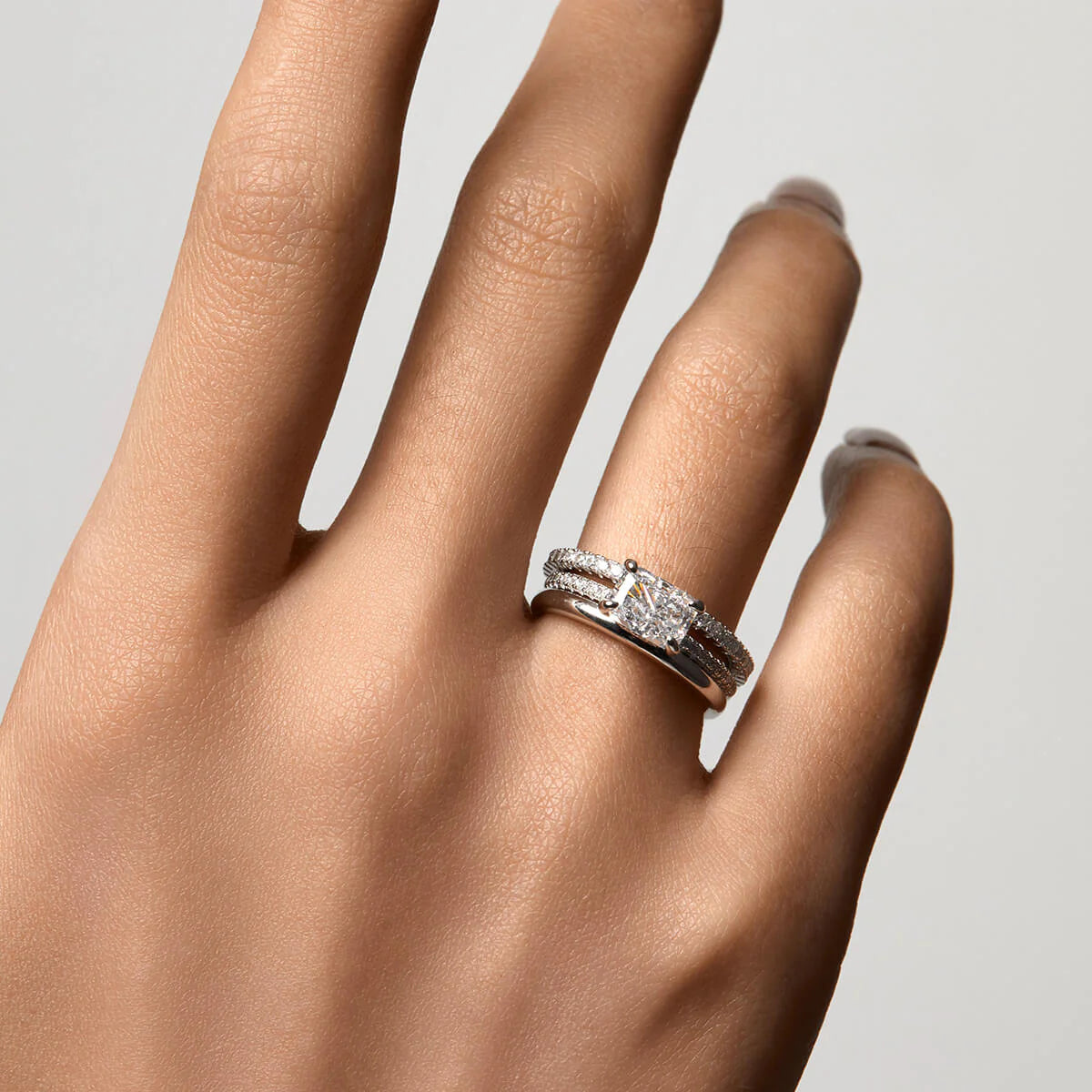 Ricady Jewel Lab Created Diamond Ring, 925 Sterling Silver Gold-Plated - Classic Stackable Design for Women