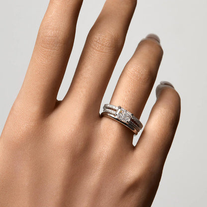 Ricady Jewel Lab Created Diamond Ring, 925 Sterling Silver Gold-Plated - Classic Stackable Design for Women