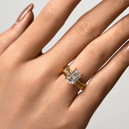 Ricady Jewel Textured Band Ring, 925 Sterling Silver with Hidden Cubic Zirconia, Stackable Minimalist Ring for Women, Size 4-10