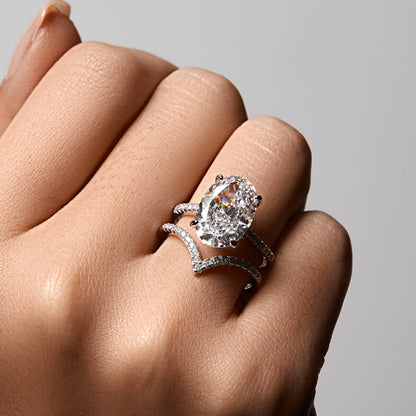 Lab Created Diamond Ring, 925 Sterling Silver Gold Plated - Classic Design for Women