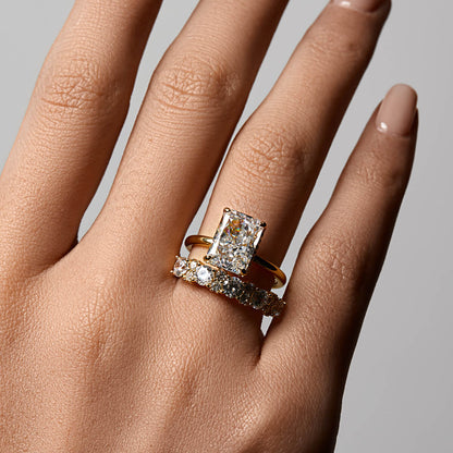 Ricady Jewel Seraphina Ring - 925 Sterling Silver Gold-Plated Open Band with Pear-Cut Stones
