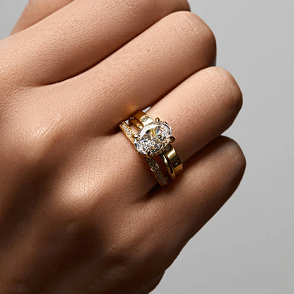 Ricady Jewel Textured Band Ring, 925 Sterling Silver with Hidden Cubic Zirconia, Stackable Minimalist Ring for Women, Size 4-10