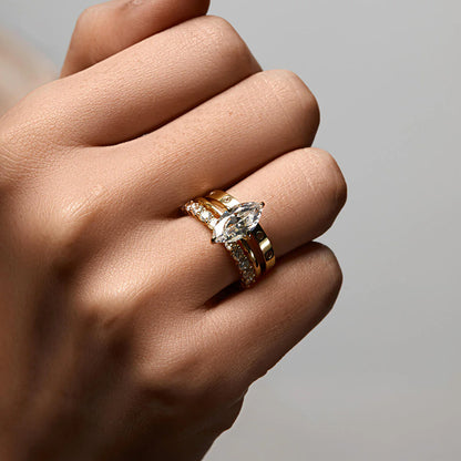Ricady Jewel Textured Band Ring, 925 Sterling Silver with Hidden Cubic Zirconia, Stackable Minimalist Ring for Women, Size 4-10