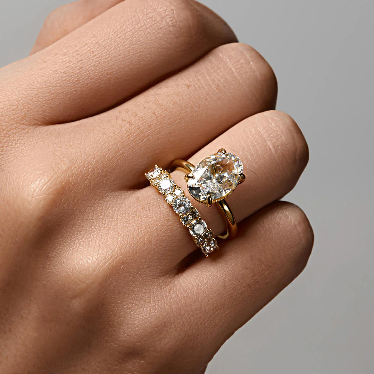Ricady Jewel Seraphina Ring - 925 Sterling Silver Gold-Plated Open Band with Pear-Cut Stones