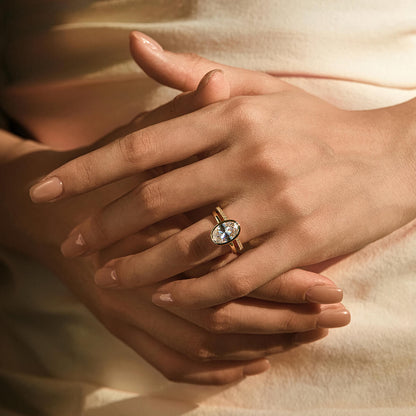 Ricady Jewel Oval Cut Cubic Zirconia 14K Gold-Plated Solitaire Statement Ring