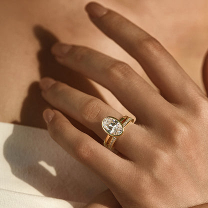 Ricady Jewel Oval Cut Cubic Zirconia 14K Gold-Plated Solitaire Statement Ring