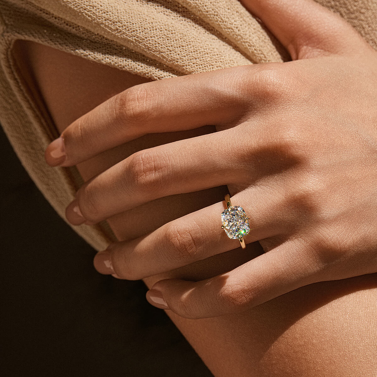 Ricady Jewel Marquise Cubic Zirconia 925 Sterling Silver 14K Gold-Plated Halo Solitaire Ring