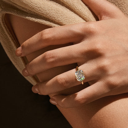 Ricady Jewel Marquise Cubic Zirconia 925 Sterling Silver 14K Gold-Plated Halo Solitaire Ring