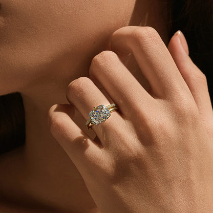 Ricady Jewel Marquise Cubic Zirconia 925 Sterling Silver 14K Gold-Plated Halo Solitaire Ring