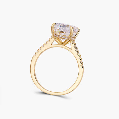 Lab Created Diamond Ring, 925 Sterling Silver Gold Plated - Classic Design for Women