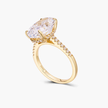 Lab Created Diamond Ring, 925 Sterling Silver Gold Plated - Classic Design for Women