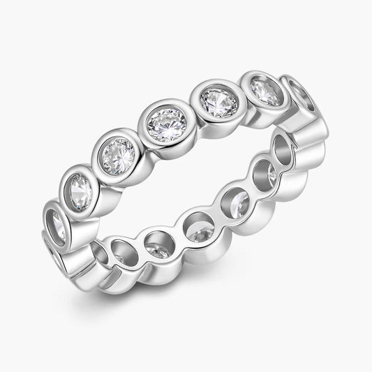 Ricady Jewel Full-Eternity Openwork Ring, 925 Sterling Silver Cubic Zirconia Band for Women, Size 4-10