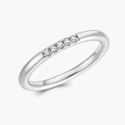 Sterling Silver 5-Stone Diamond Accent Ring, Minimalist Half-Eternity Band for Women, Size 4-10