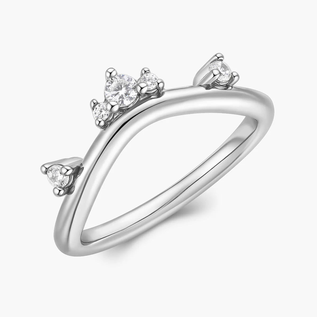 Ricady Jewel Crown-Inspired Cubic Zirconia Sterling Silver Statement Ring