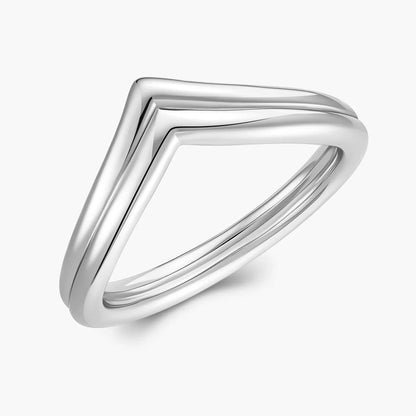 Ricady Jewel Geometric V-Shaped Sterling Silver Minimalist Band Ring