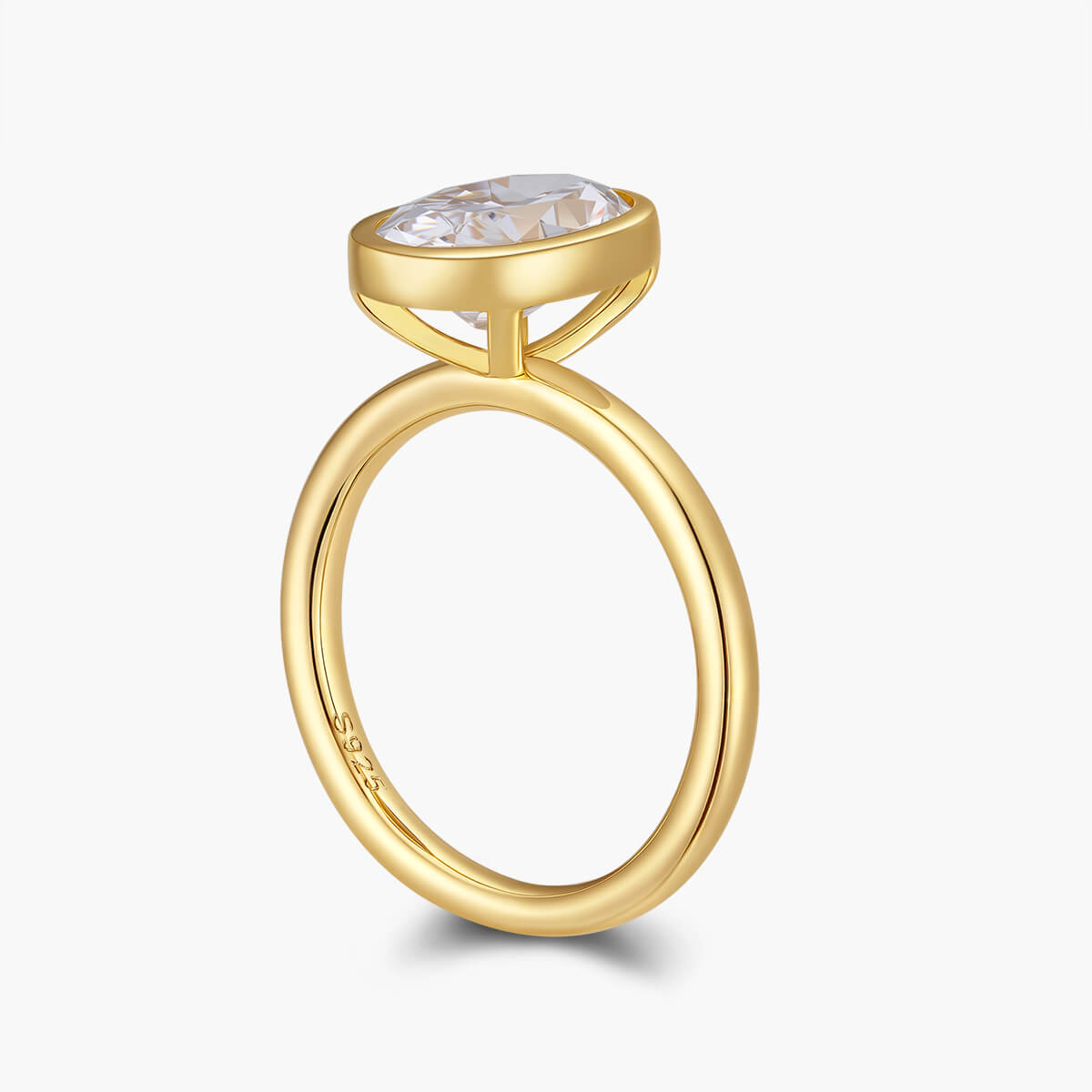 Ricady Jewel Oval Cut Cubic Zirconia 14K Gold-Plated Solitaire Statement Ring
