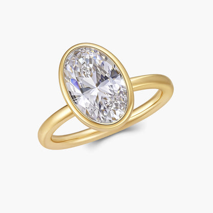 Ricady Jewel Oval Cut Cubic Zirconia 14K Gold-Plated Solitaire Statement Ring