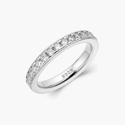 Ricady Jewel Half-Eternity Cubic Zirconia Ring - 925 Sterling Silver Band for Women, Size 4-10