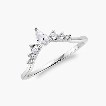 Ricady Jewel Pear & Round Cluster Ring, 925 Sterling Silver Cubic Zirconia Curved Band for Women, Size 4-10