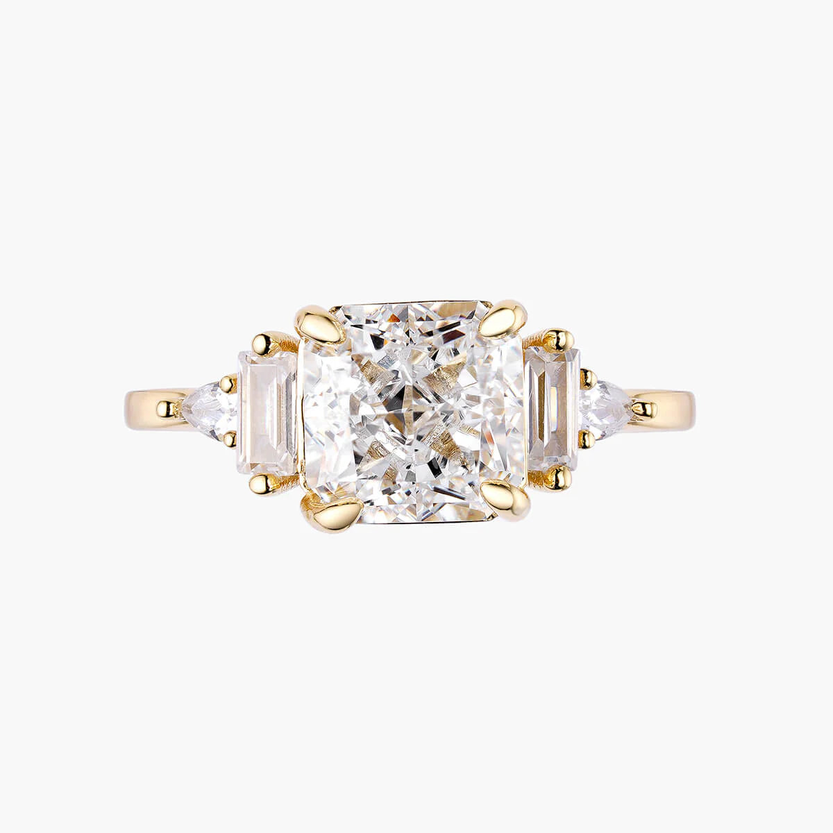 Ricady Jewel Cushion-Cut Center Stone Statement Ring, 925 Sterling Silver Cubic Zirconia Accent Band for Women, Size 4-10