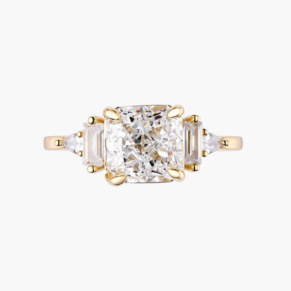 Ricady Jewel Cushion-Cut Center Stone Statement Ring, 925 Sterling Silver Cubic Zirconia Accent Band for Women, Size 4-10