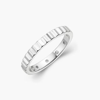 Ricady Jewel Textured Band Ring, 925 Sterling Silver with Hidden Cubic Zirconia, Stackable Minimalist Ring for Women, Size 4-10