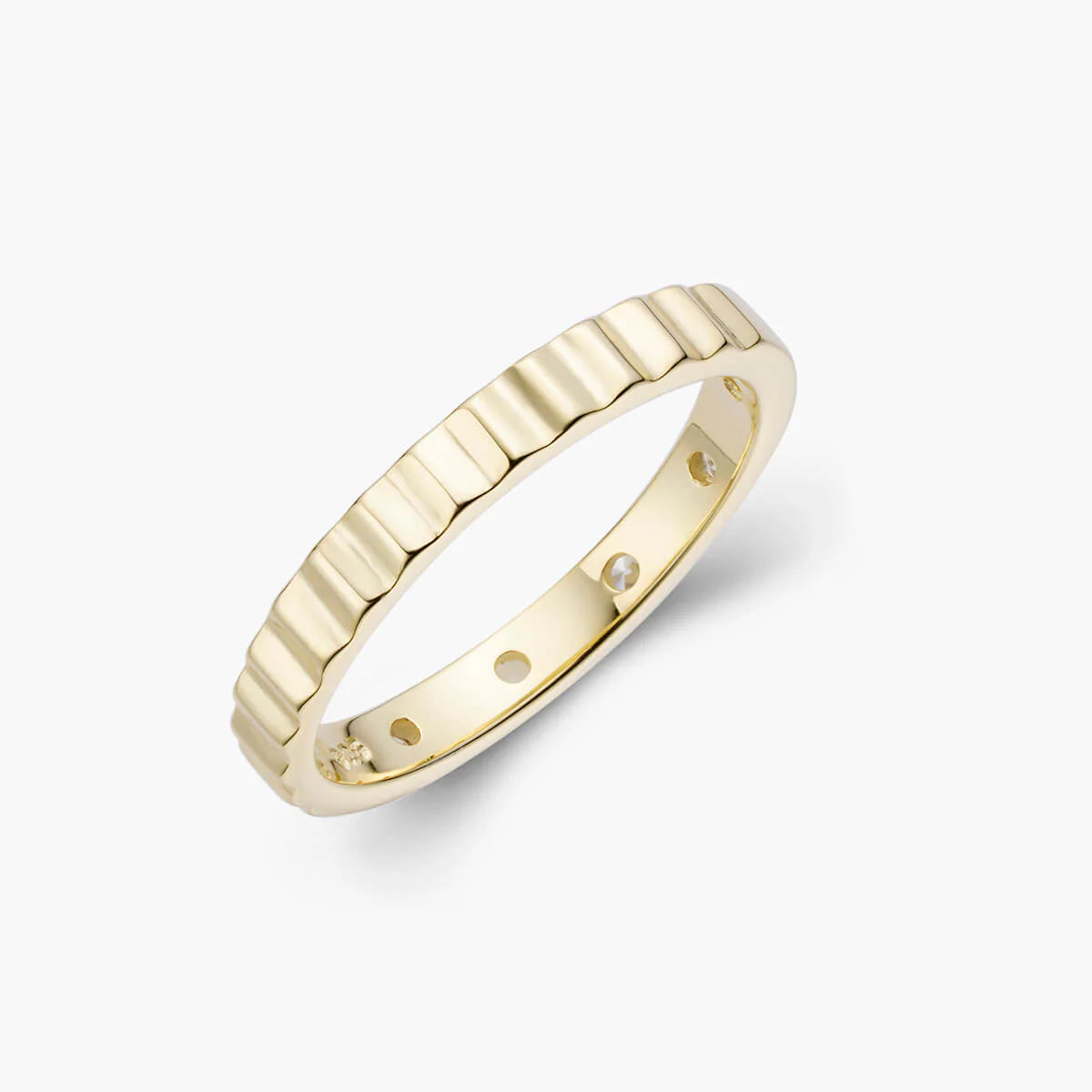 Ricady Jewel Textured Band Ring, 925 Sterling Silver with Hidden Cubic Zirconia, Stackable Minimalist Ring for Women, Size 4-10