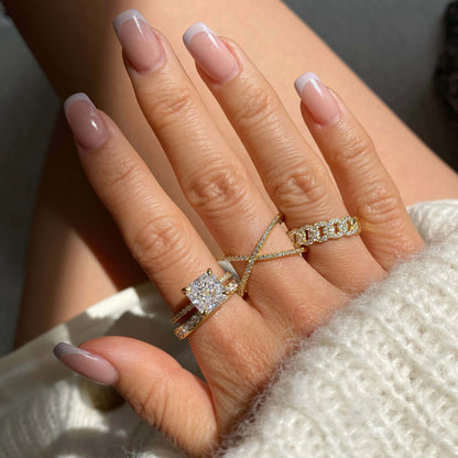 Ricady Jewel Half-Eternity Cubic Zirconia Ring - 925 Sterling Silver Band for Women, Size 4-10