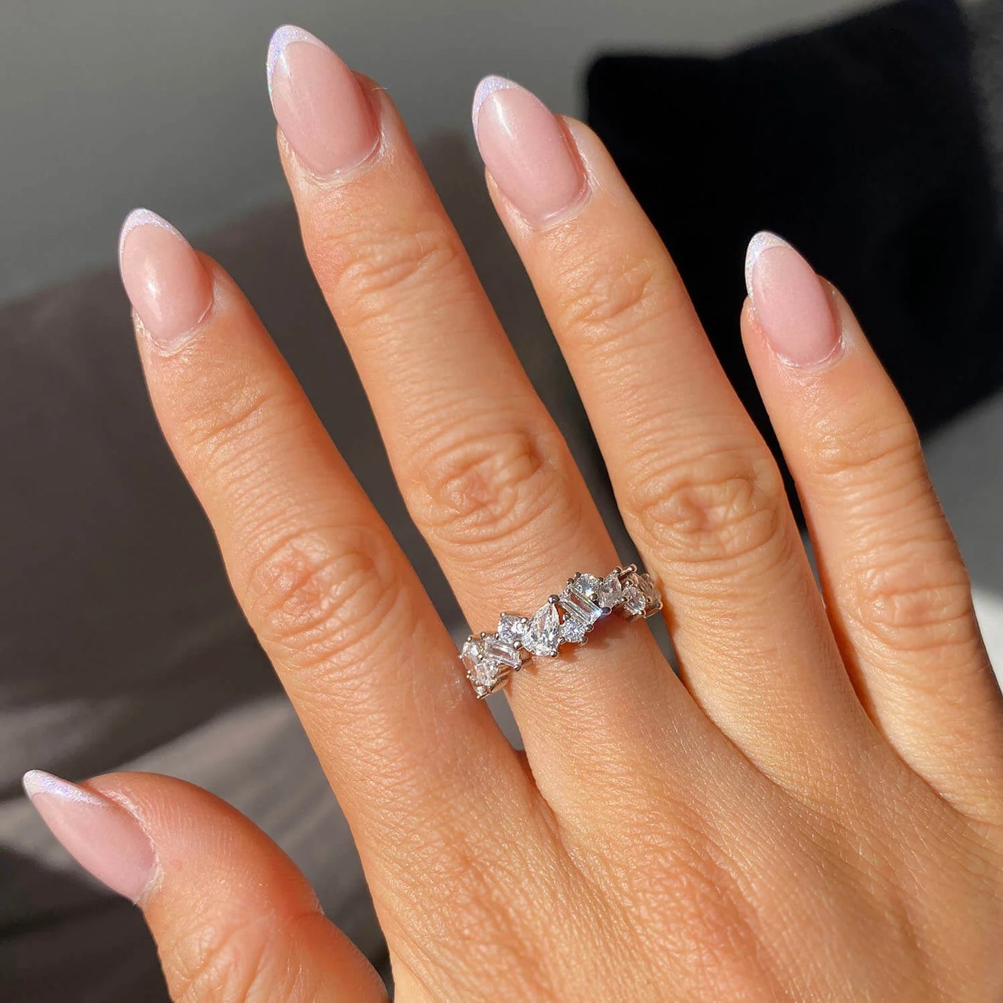 Ricady Jewel Mixed-Cut Cubic Zirconia Statement Ring, 925 Sterling Silver Band for Women, Size 4-10